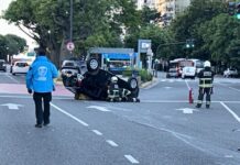 Choque múltiple y vuelco en Retiro: hay tres heridos, uno de gravedad